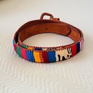 Vintage Guatemala Leather & Cotton Belt - 38